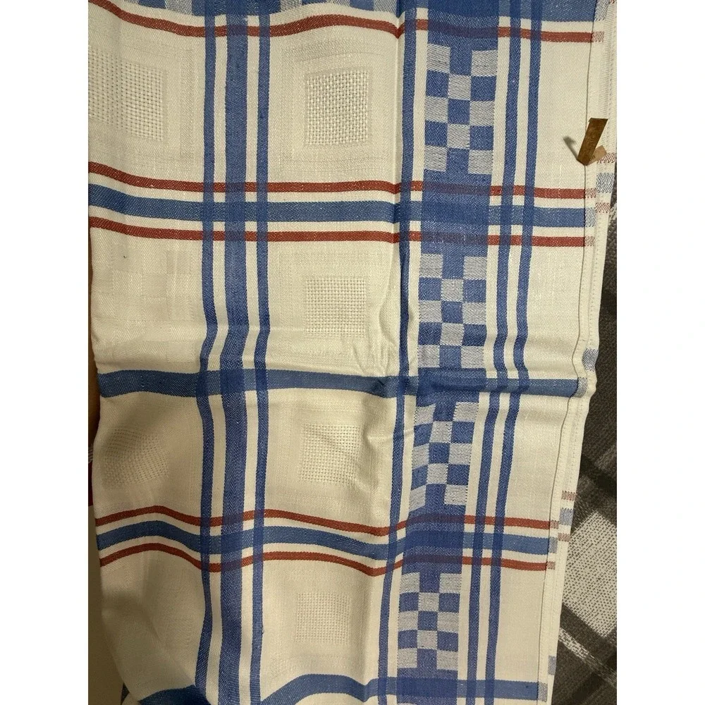 NEW VTG Striped linen tablecloth natural handmade Made Eastern Europe 59x59